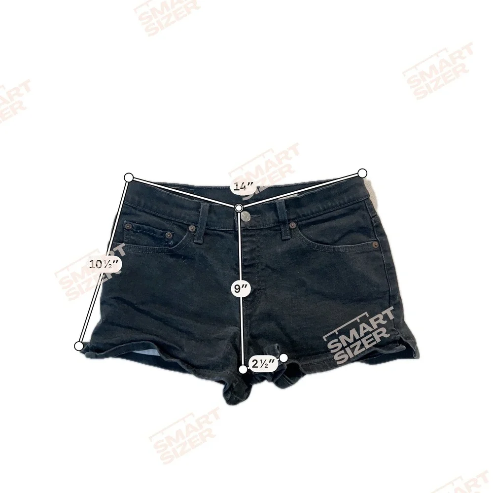 Levis Black Denim Shorts Womens Size 9 JR Stretch Low Mid Rise 5 Pocket 0341